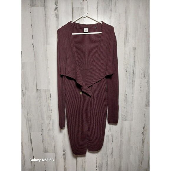 Cabi Regal Cardigan In Mulberry Wine Size Medium Cotton Viscose Nylon Angora - Picture 1 of 6